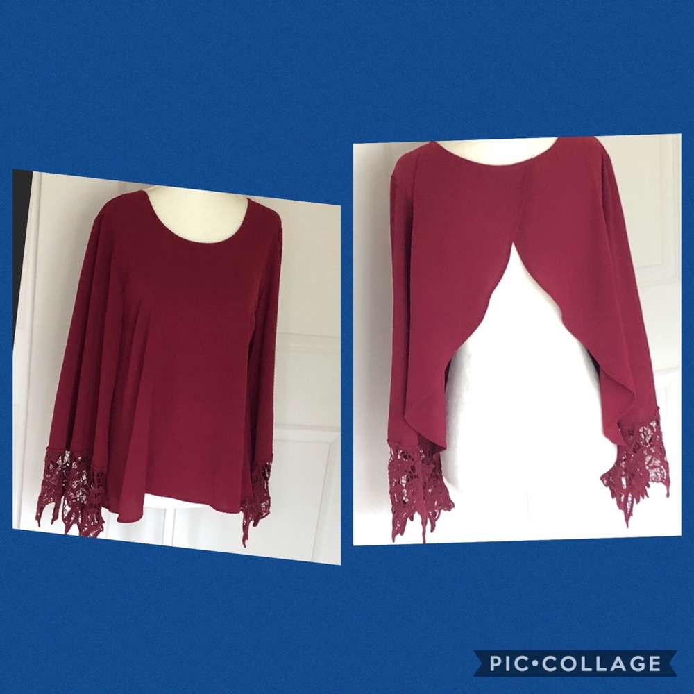 Alya Cranberry Open Back Blouse Medium
